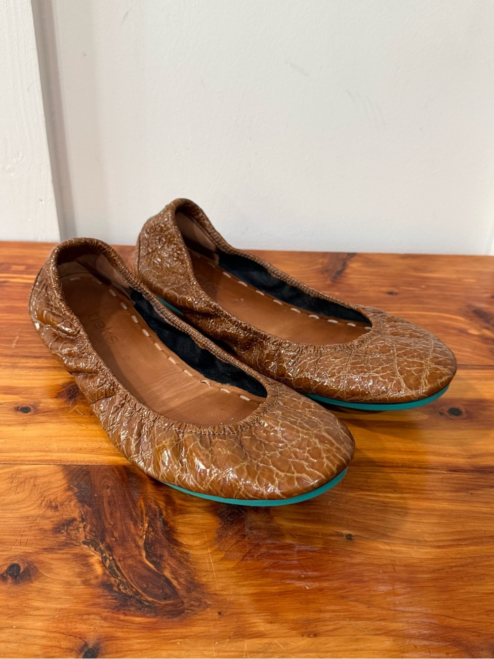 Tieks Sienna Brown Croc Leather Ballet Flats